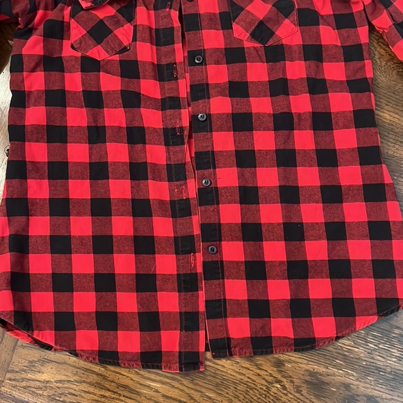 Plaid Flannel Button Down Shirt Matchstick Large - Picture 5 of 7